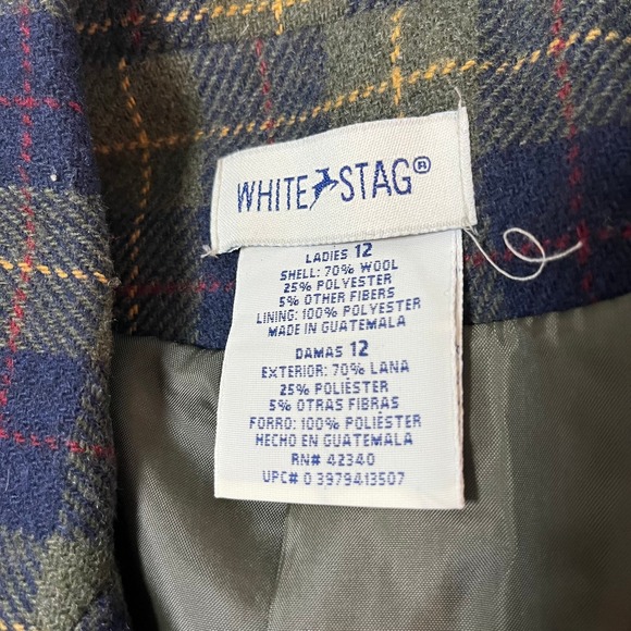 Vintage Wool Tartan Plaid Blazer Jacket Olive Green Blue Size 12 Academia Preppy - Picture 3 of 6